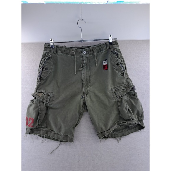 Vtg Abercrombie & Fitch Paratrooper Cargo Shorts Mens 36 Green 90s Y2K W35.5